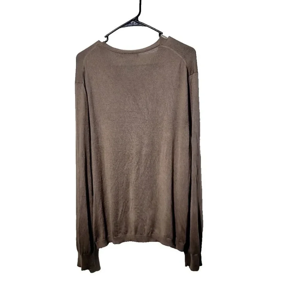 Banana Republic Silk Cashmere Sweater L Gray Stretch Breathable Classic Pullover